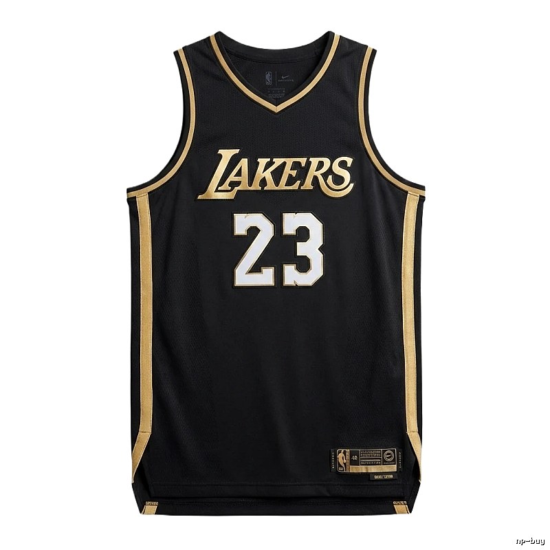 LBJ Lakers black and gold basketball uniform