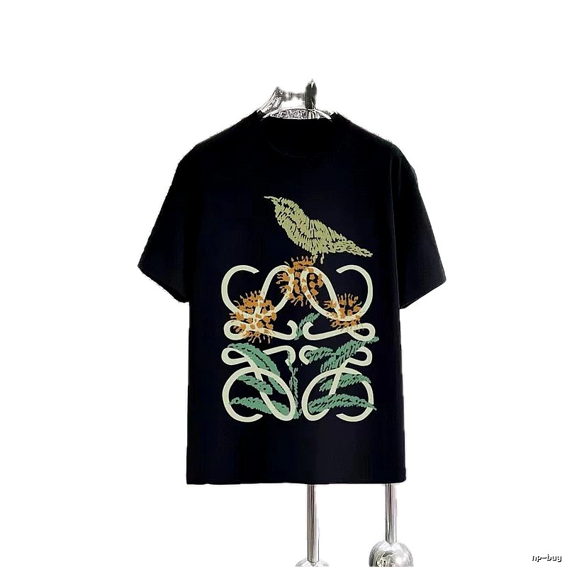 LOEWE Bird and Flower Print Vintage Black T-Shirt