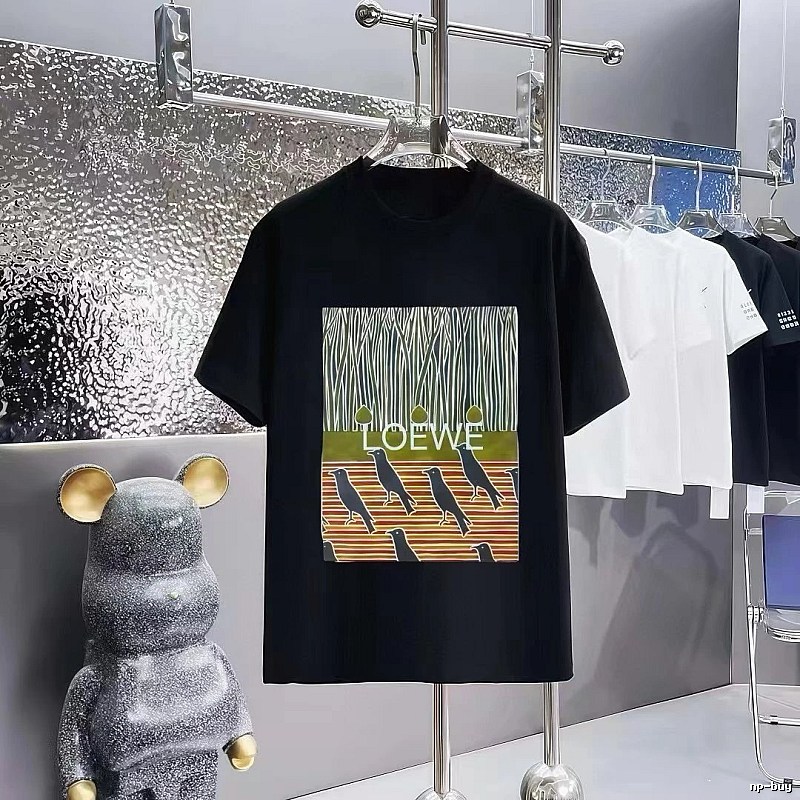 LOEWE Crow Print Vintage Style Black T-Shirt