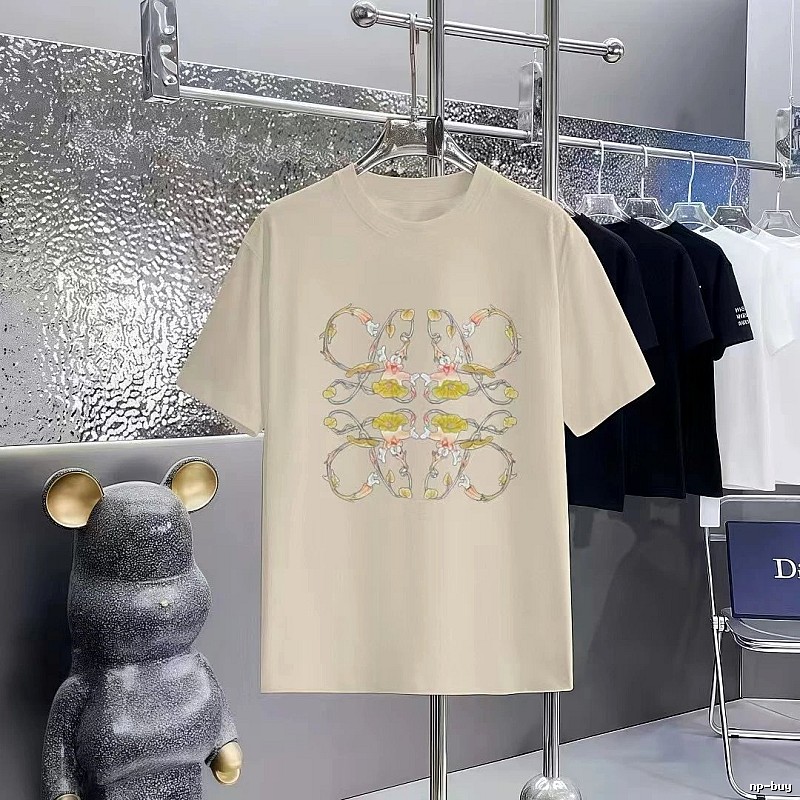 LOEWE Floral Print Casual Off-white T-shirt