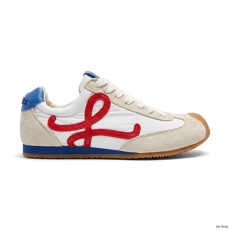 LOEWE retro-style white, red and blue sneakers