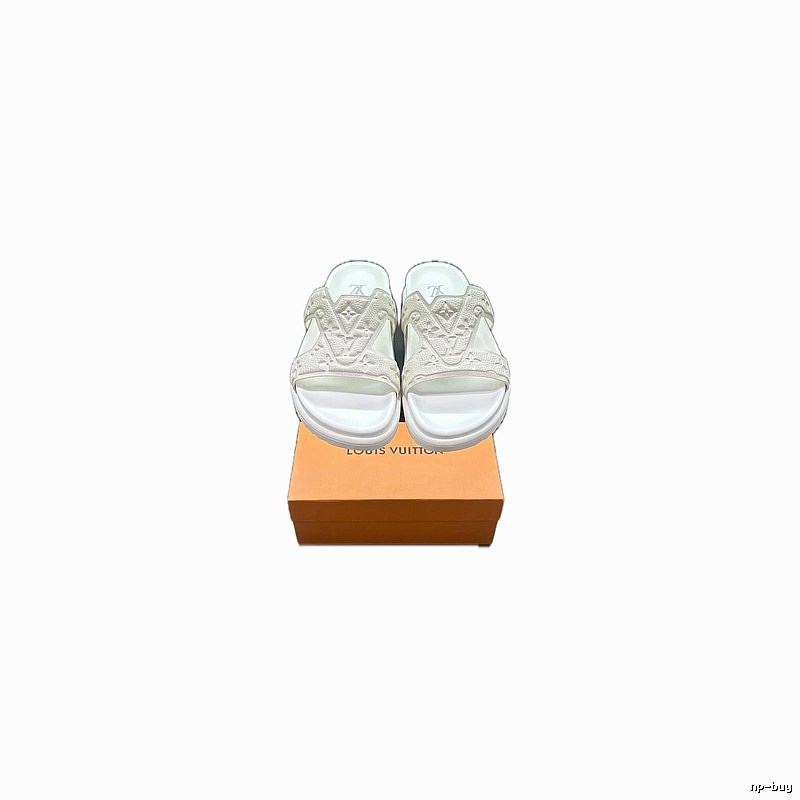 Louis Vuitton Embossed Monogram Casual Style White Slippers