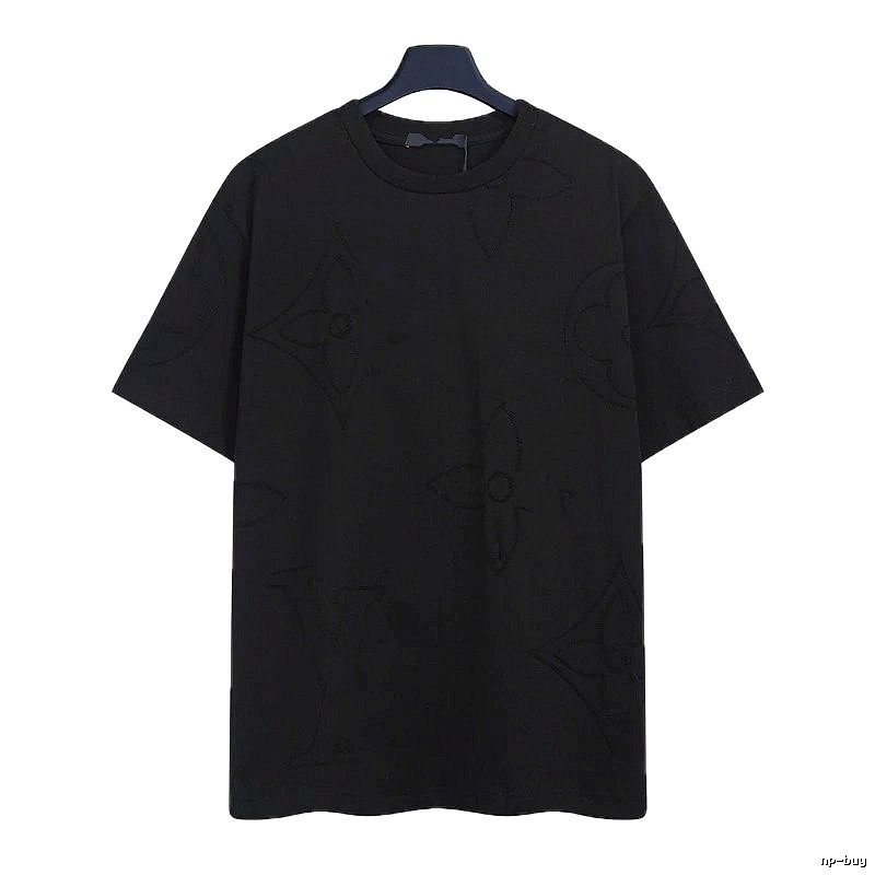 Louis Vuitton Embroidered Monogram Trendy Black T-Shirt