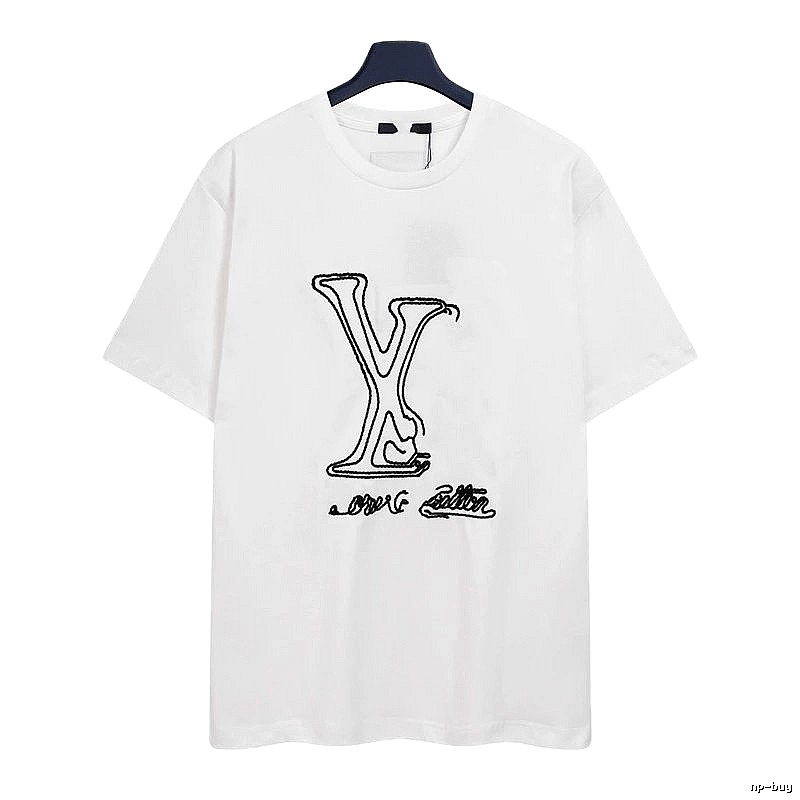 Louis Vuitton Embroidered Trendy Style White Short-sleeve T-shirt