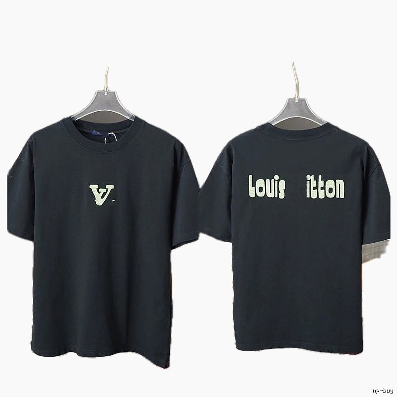 Louis Vuitton Letter Print Casual Style Black T-Shirt