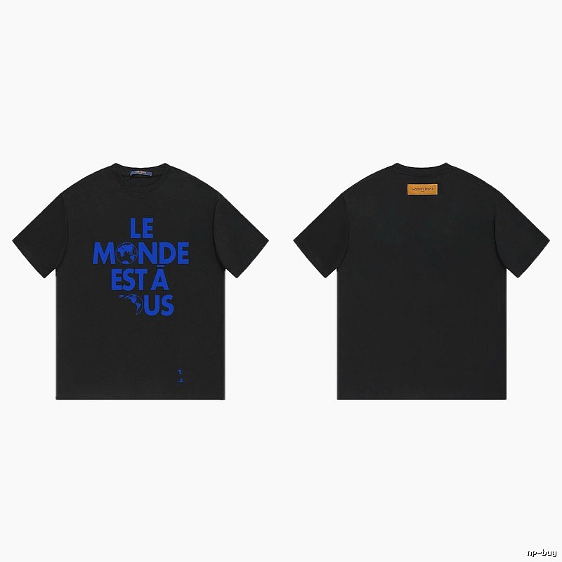 Louis Vuitton Letter Print Cool Trendy Style Black T-shirt