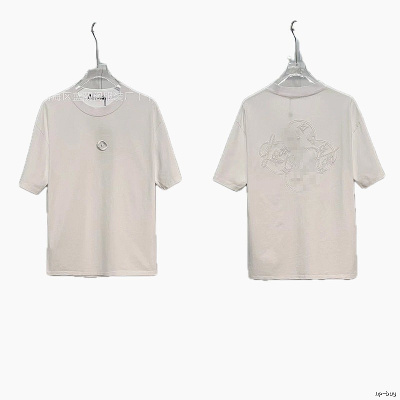 Louis Vuitton Monogram Embroidered Trendy Style White T-Shirt