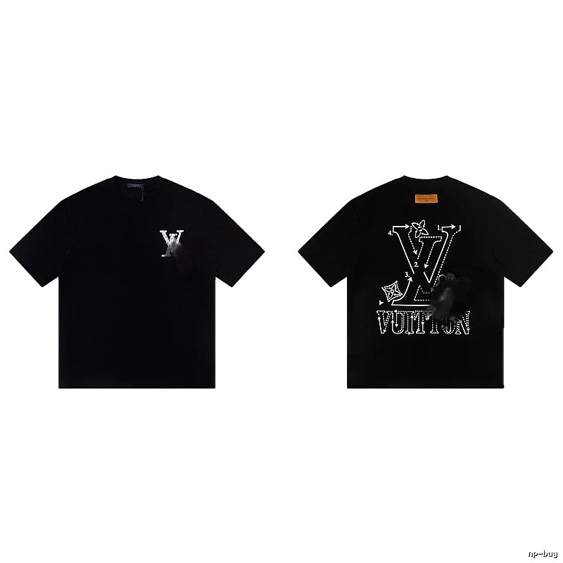 Louis Vuitton Printed Cool Style Black Short-sleeve T-shirt