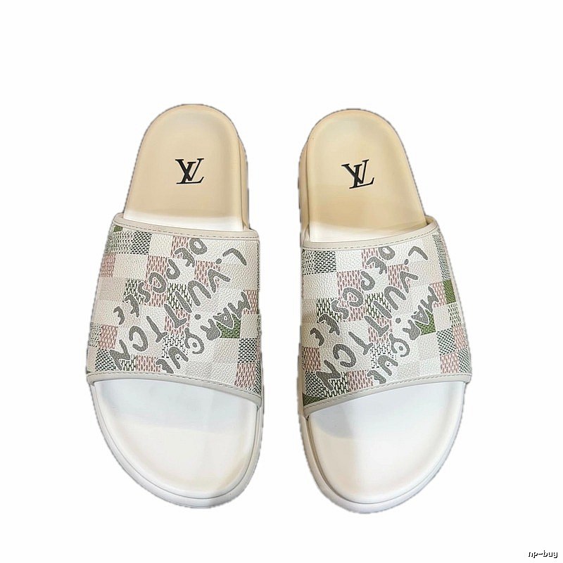 Louis Vuitton Trendy Checkerboard Off-white Slides