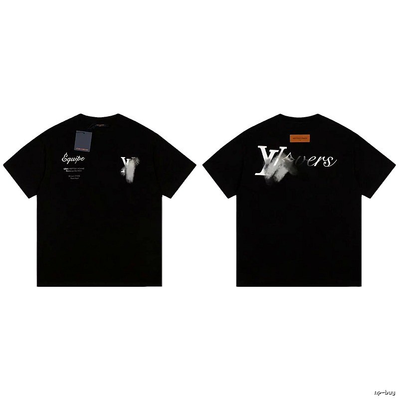 Louis Vuitton Trendy Printed Black Short-sleeve T-shirt