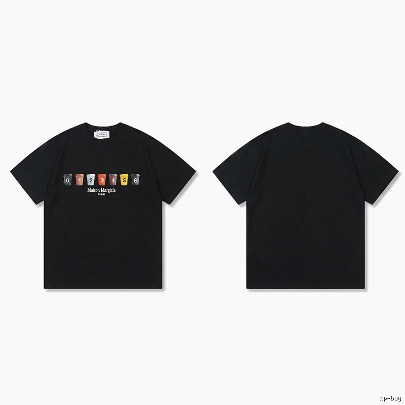 Maison Margiela digital print style black T-shirt