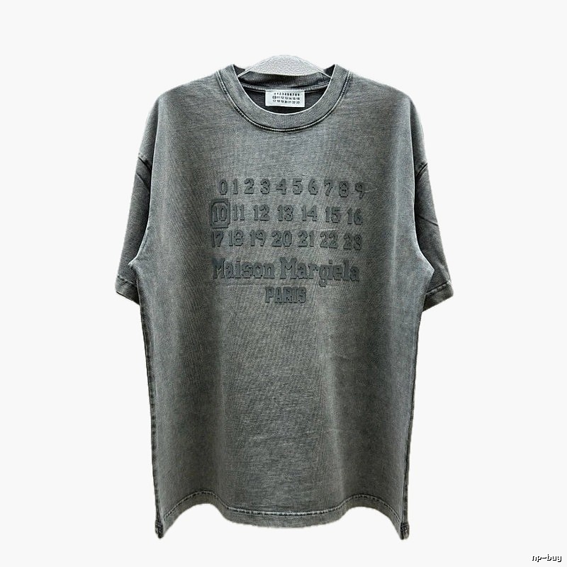 Maison Margiela Numbers Collection Vintage Washed Grey Short Sleeve T-Shirt