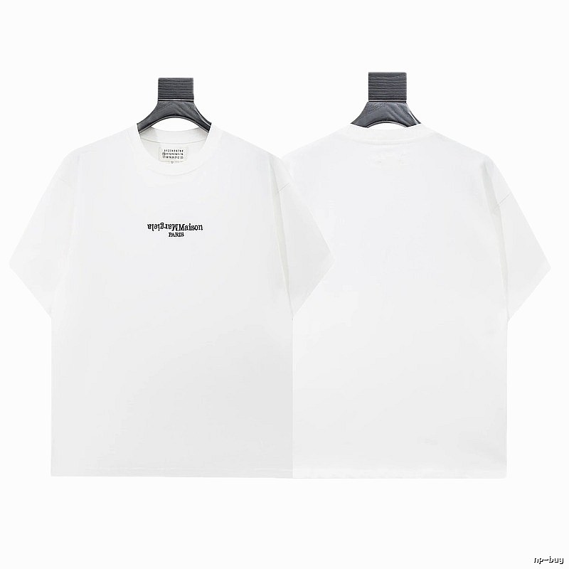 Maison Margiela Reverse Embroidered Minimalist Style White T-Shirt