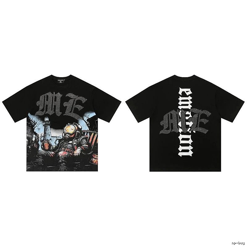 Mixed Emotion Printed Dark-style Black T-Shirt