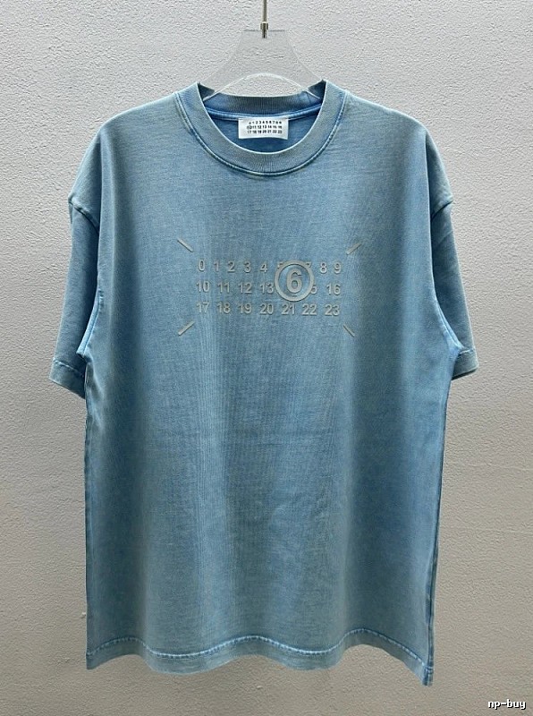 MM6 Maison Margiela Vintage Distressed Light Blue Short-Sleeve T-Shirt