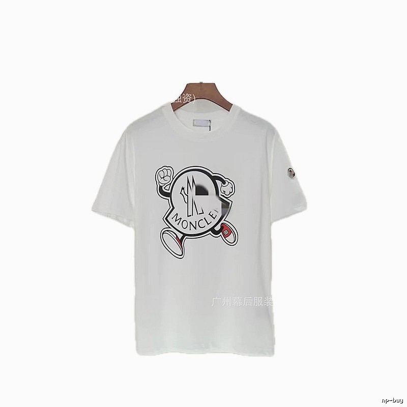 Moncler Cartoon Print Casual Style White T-Shirt