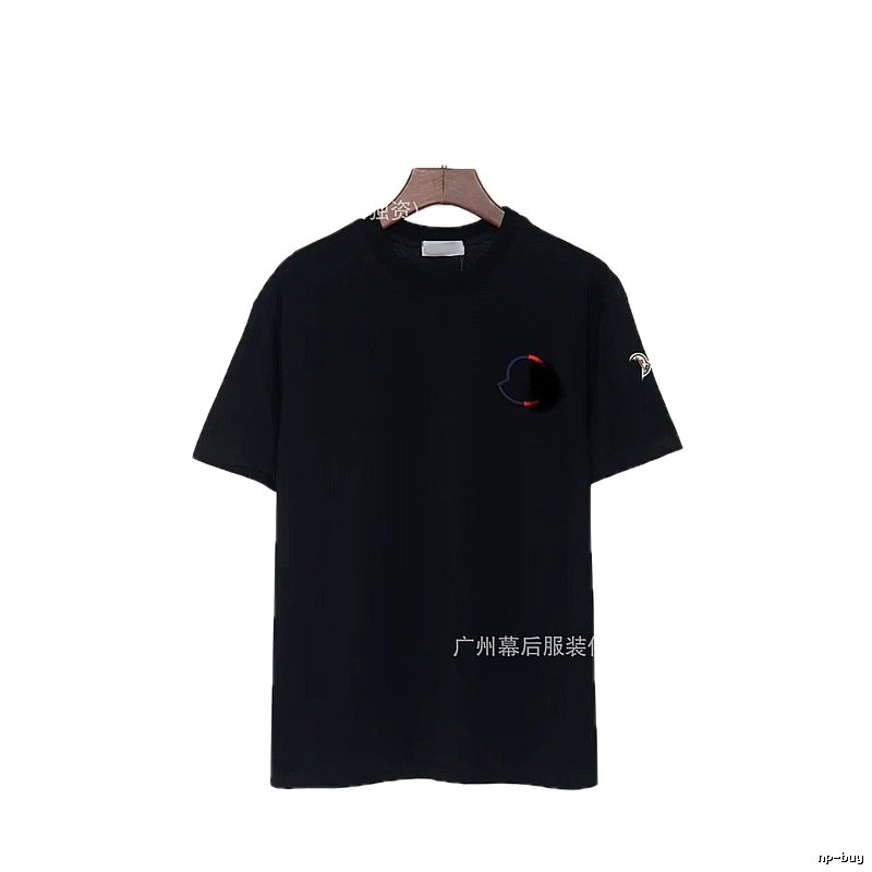 Moncler Embroidered Casual Black Short-sleeve T-shirt