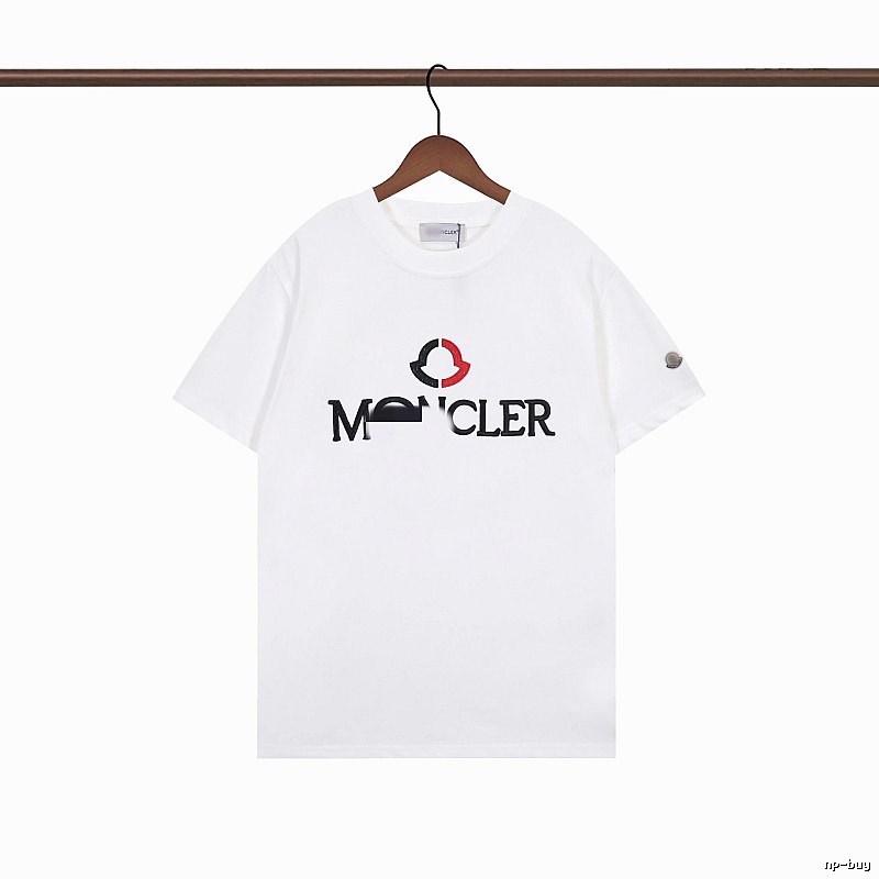 Moncler Embroidered Casual Style White T-Shirt
