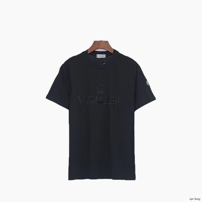 Moncler Embroidered Minimalist Style Black T-Shirt