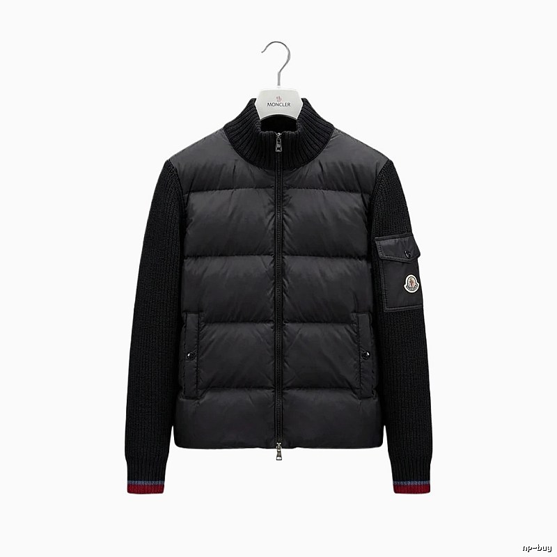 Moncler knitted and spliced black down jacket