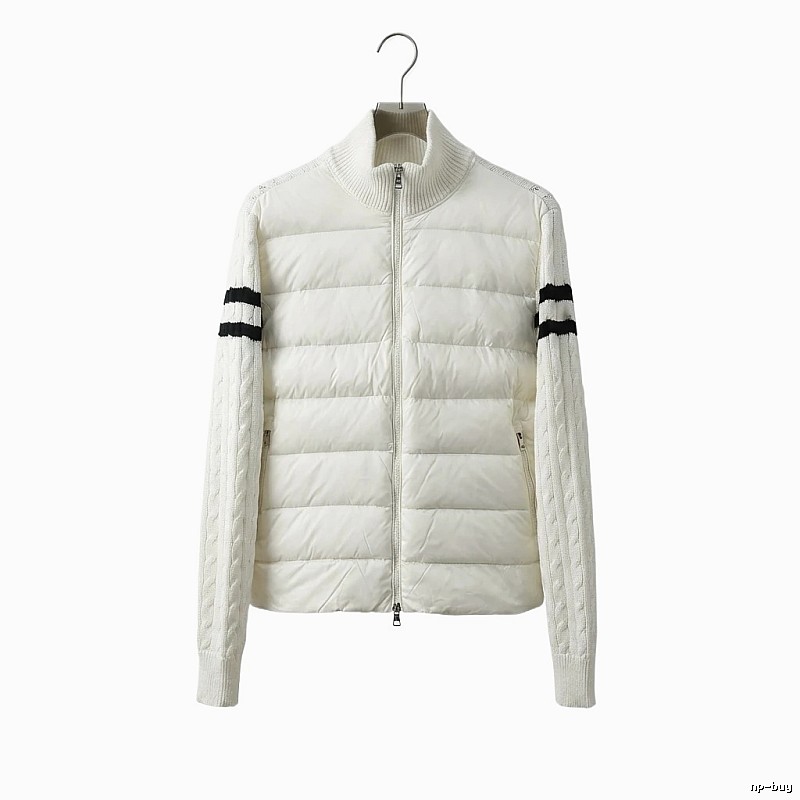 Moncler knitted and spliced windproof white down jacket