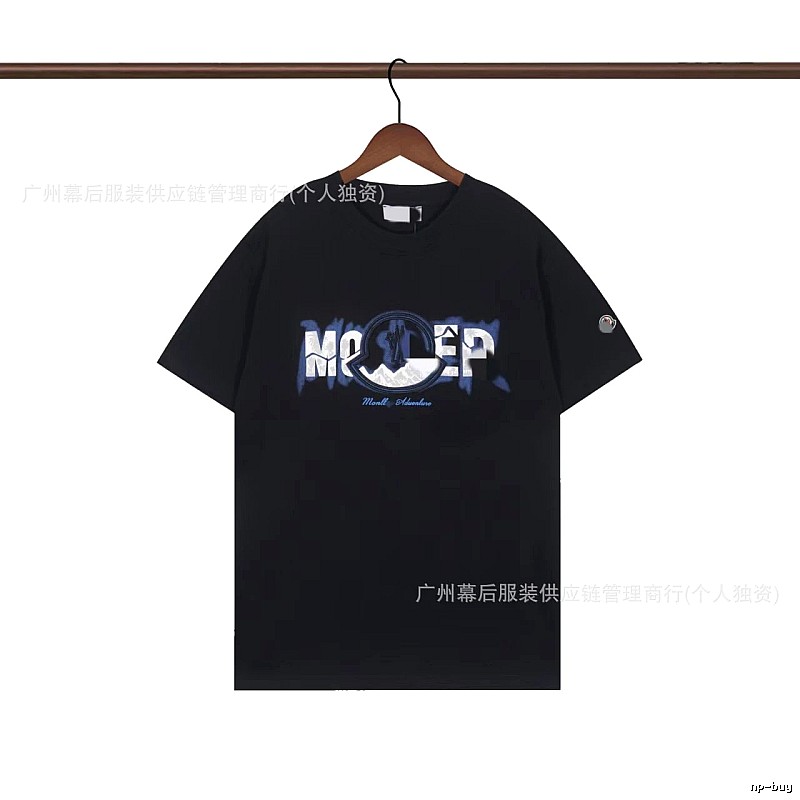 Moncler Letter Print Casual Black T-Shirt