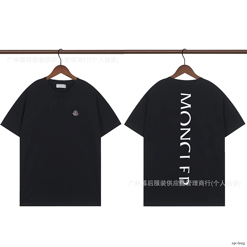 Moncler Letter Print Casual Style Black T-Shirt