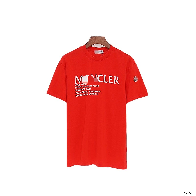Moncler Letter Print Casual Style Red T-Shirt