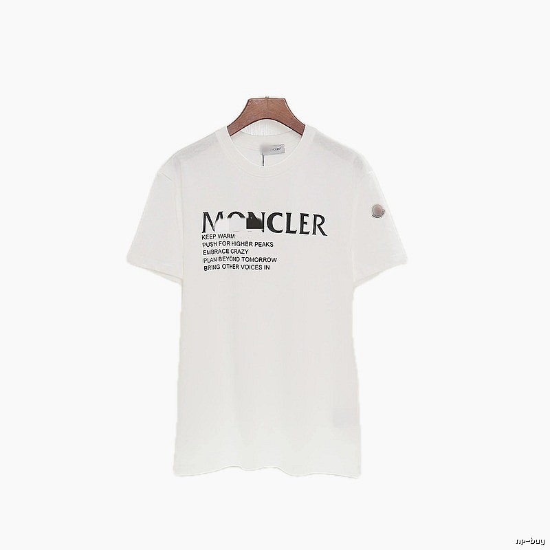 Moncler Letter Print Casual Style White T-Shirt