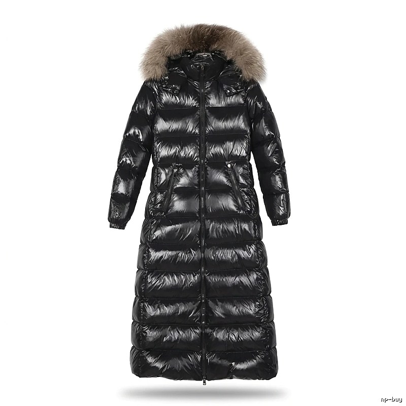 Moncler long shiny black down jacket