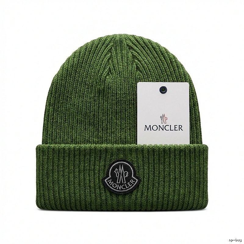 Moncler minimalist style dark green knitted hat