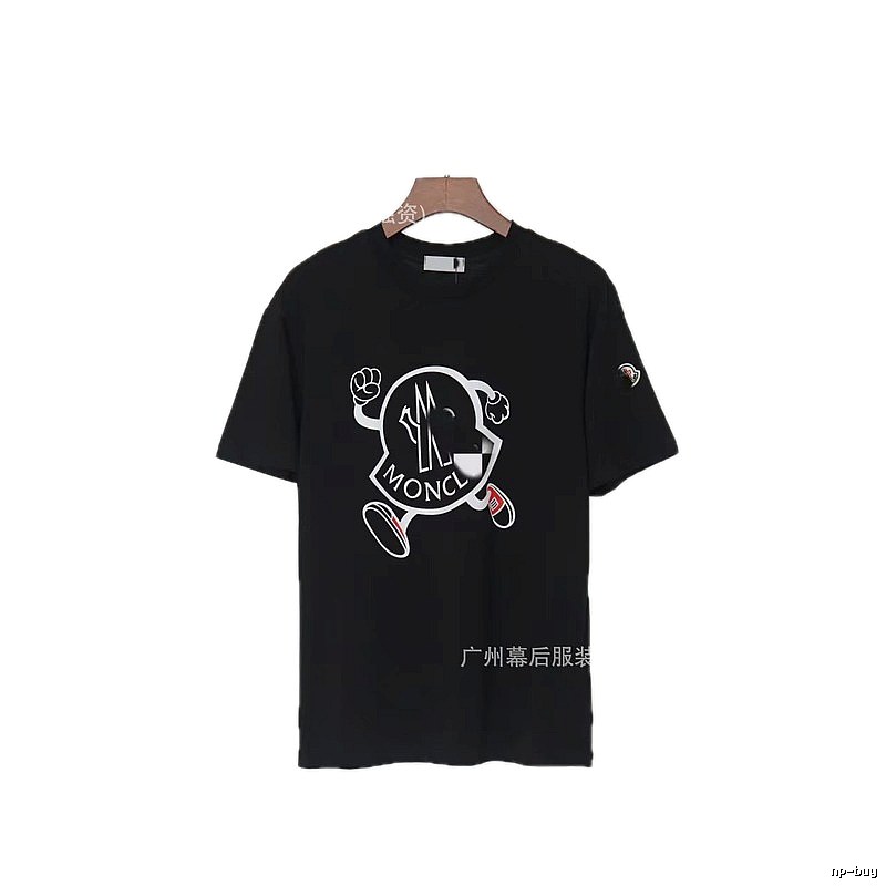 Moncler Trendy Black Cartoon Print Short-sleeved T-shirt