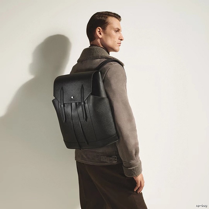 Montblanc Leather backpack Black Structured Flap