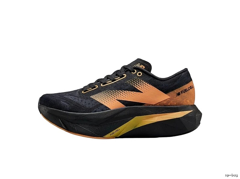 New Balance retro-style black and orange sports shoes