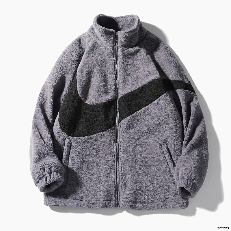 Nike large swoosh grey fleece jacket