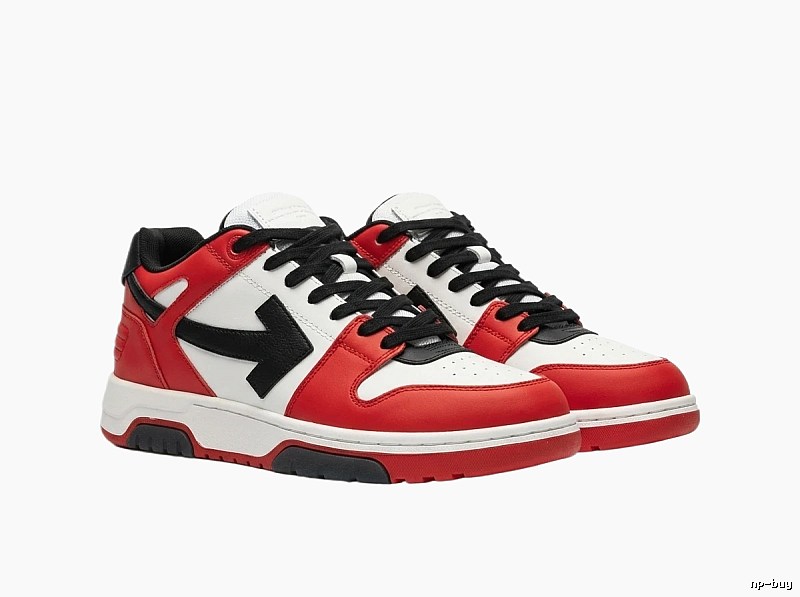 Off-White casual fashion red and white sports shoes