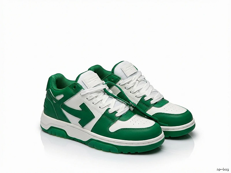 Off-White Green and White Trendy Sports Shoes