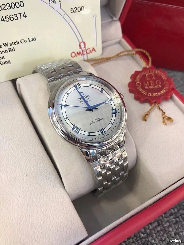 Omega Watch with Silver Bracelet Watch Detail