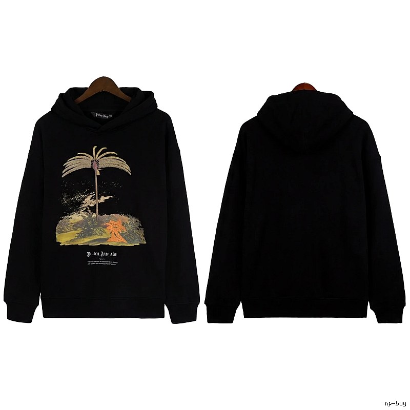 Palm Angels Palm Print Style Black Sweatshirt
