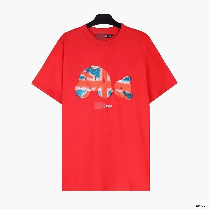 Palm Angels Streetwear Bear graphic T-shirt White Colorful Bear with Logo Accent