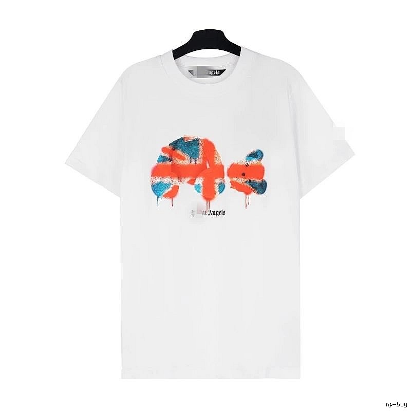 Palm Angels Travel Bear graphic T-shirt White Colorful Bear with Modern Look