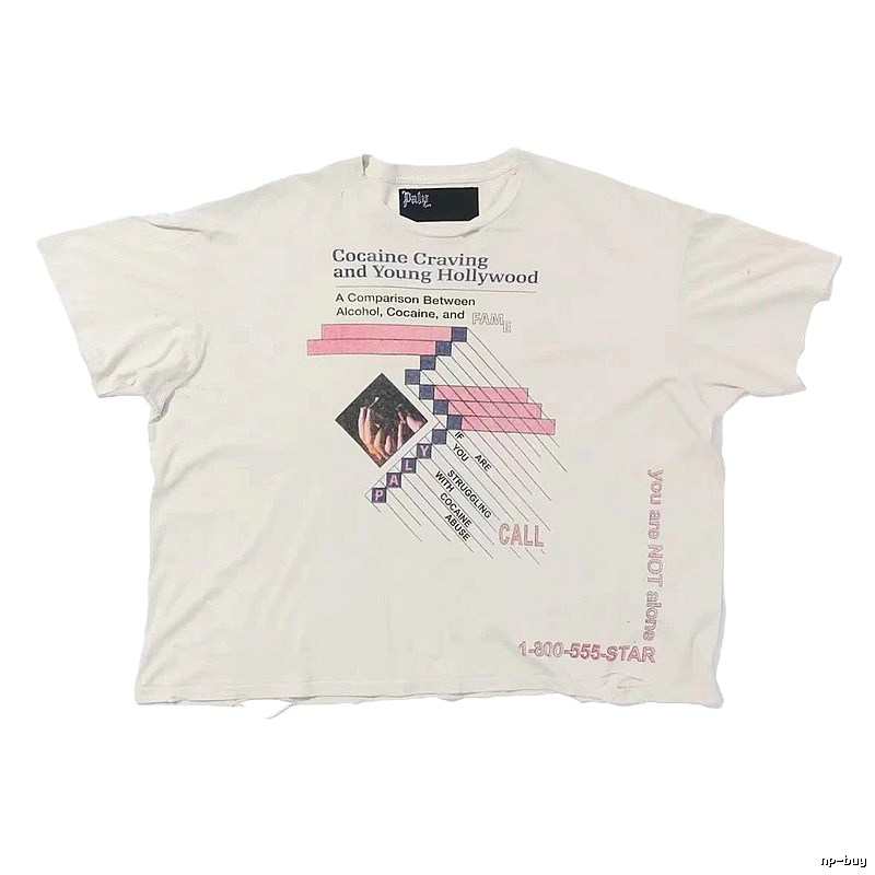 Paly Hollywood Printed Vintage Off-white Short Sleeve T-shirt
