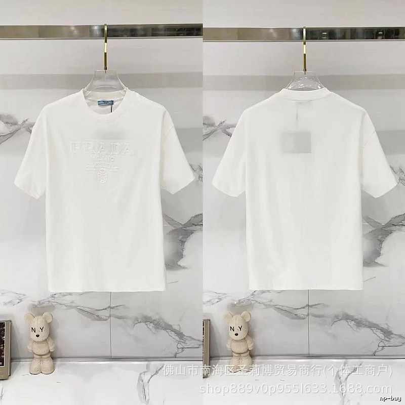 Prada Classic Collection Minimalist Style White Short-sleeved T-shirt