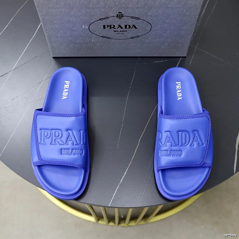 Prada Embossed Casual Purple Slides