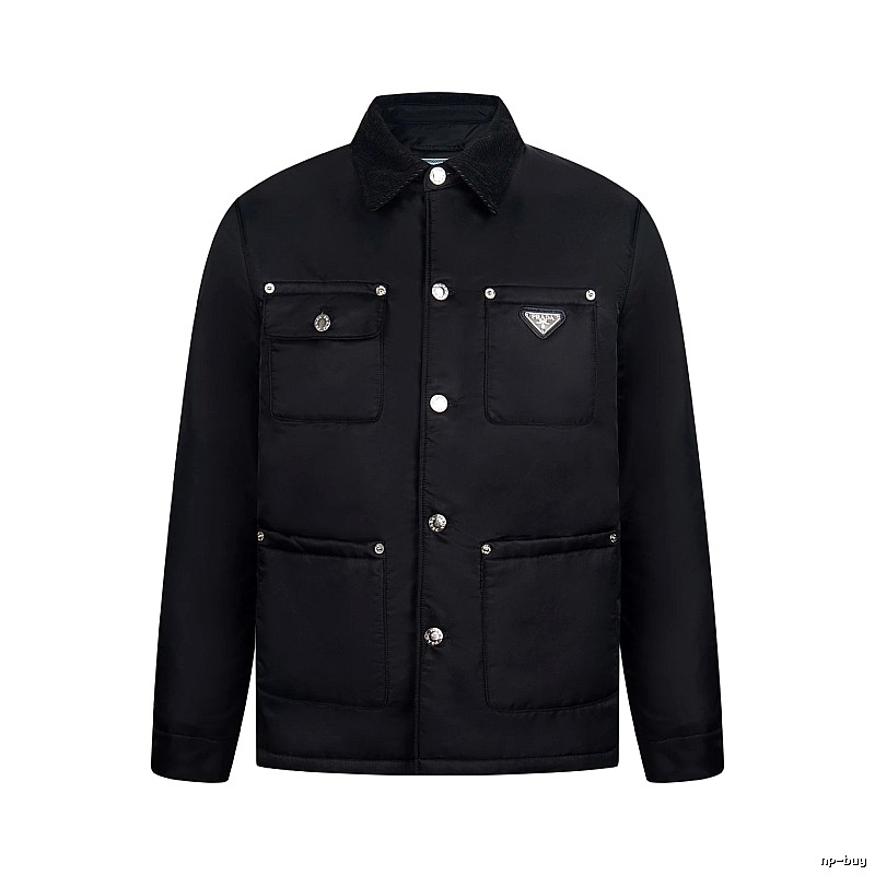 Prada Layering Utility Work Jacket with triangle logo