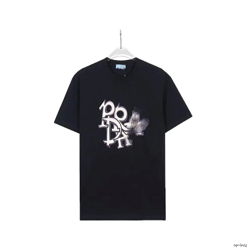 Prada Letter Graffiti Street Style Black T-Shirt