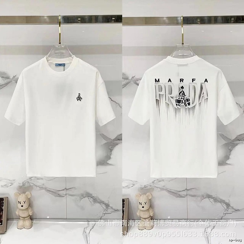 Prada MARFA Streetwear Style White Short-Sleeve T-Shirt