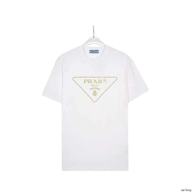 Prada Triangle Logo Casual Style White Short-sleeve T-shirt