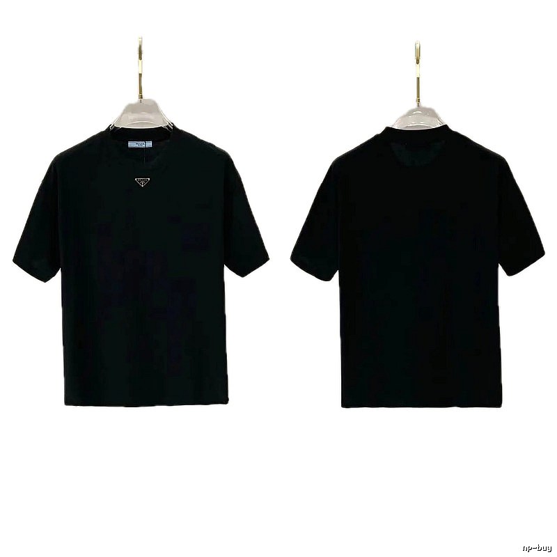 Prada Triangle Logo Minimalist Style Black T-Shirt