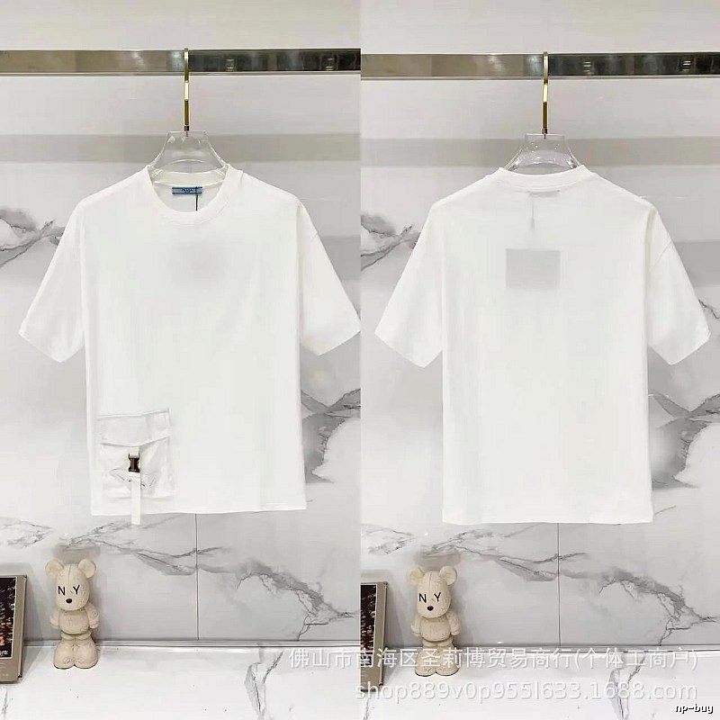 Prada Triangle Logo Minimalist Style White Short-sleeve T-shirt